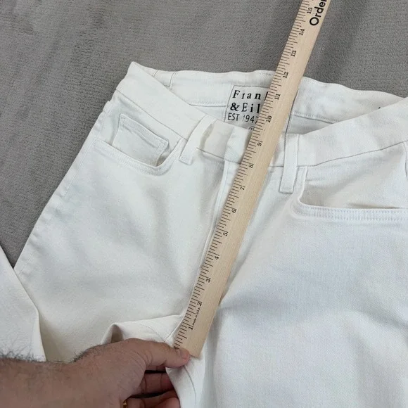 Frank & Eileen Raw Hem Stretch 5 Pocket Pants in White Women 27 Zip Fly $298